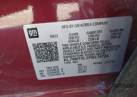 2023 Chevrolet Trailblazer Fwd Rs из США, поврежденный, VIN KL79MTSL2PB179724